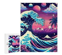 Jigsaw Puzzle 500 PCS for Adults Great Wave Neon Dreams Jigsaw for Adults Toy Wall Decor Home Decoration for Birthday, Chrismas 500 PCS