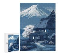 Jigsaw Puzzle 500 PCS for Adults Japanese House with Mount Fuji Adult Jigsaw Brain Teaser Game Birthday Present Help The Brain Exercise 500 PCS