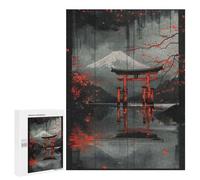 Jigsaw Puzzle 500 PCS for Adults Japanese Ink Red BW Jigsaw for Adults Hands-on Game Wall Decoration Help The Brain Exercise 500 PCS