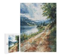 Jigsaw Puzzle 500 PCS for Adults Lakeside Path Adult Jigsaw Brain Teaser Game Birthday Present Help The Brain Exercise 500 PCS