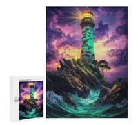 Jigsaw Puzzle 500 PCS for Adults Lighthouse on Rocky Coast Puzzles for Adults Relaxing Games Presents for Women for Birthday, Chrismas 500 PCS