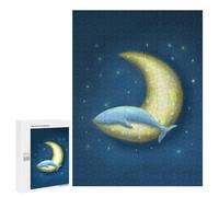 Jigsaw Puzzle 500 PCS for Adults Lonely Whale And Moon Puzzle for Adults Toy Wall Decor Perfect Decoration Stress Reduction Gifts 500 PCS