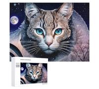 Jigsaw Puzzle 500 PCS for Adults Magical Celestial Cat Portrait Jigsaw Puzzle Family Game Difficult Hard Deal As Gifts for The Whole Family 500 PCS