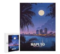 Jigsaw Puzzle 500 PCS for Adults Maputo Mozambique Cityscape at Night Adult Jigsaw Puzzle Relaxing Games Precision Cutting Deal As Gifts for The Whole Family 500 PCS