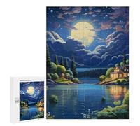 Jigsaw Puzzle 500 PCS for Adults Moonlit Lake Serenity Jigsaw for Adults Toy Wall Decor Home Decoration for Birthday, Chrismas 500 PCS