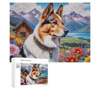 Jigsaw Puzzle 500 PCS for Adults Mountain Cabin with Flowers Jigsaw Puzzle Family Game Difficult Hard Deal As Gifts for The Whole Family 500 PCS