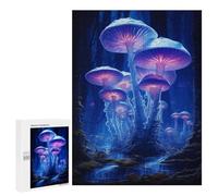 Jigsaw Puzzle 500 PCS for Adults Mushrooms in Blue Adult Jigsaw Brain Teaser Game Birthday Present Help The Brain Exercise 500 PCS