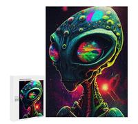 Jigsaw Puzzle 500 PCS for Adults Neon Alien Portrait Jigsaw for Adults Toy Wall Decor Home Decoration for Birthday, Chrismas 500 PCS