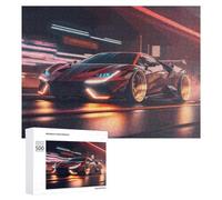Jigsaw Puzzle 500 PCS for Adults Neon Future Racing Car -1 Jigsaw Puzzle Family Game Difficult Hard Deal As Gifts for The Whole Family 500 PCS