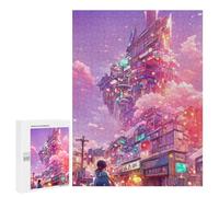 Jigsaw Puzzle 500 PCS for Adults Neon Skyscraper Dreamscape Jigsaw Puzzle Family Game Difficult Hard Deal As Gifts for The Whole Family 500 PCS
