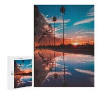 Jigsaw Puzzle 500 PCS for Adults Palm Reflections at Sunset Adult Jigsaw Brain Teaser Game Birthday Present Help The Brain Exercise 500 PCS