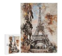 Jigsaw Puzzle 500 PCS for Adults Parisian Eiffel Tower Watercolor Jigsaw Puzzle Family Game Difficult Hard Deal As Gifts for The Whole Family 500 PCS