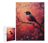 Jigsaw Puzzle 500 PCS for Adults Pink Bird on Cherry Blossom Branch Adult Jigsaw Brain Teaser Game Birthday Present Help The Brain Exercise 500 PCS