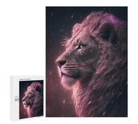 Jigsaw Puzzle 500 PCS for Adults Pink Fantasy Lion Glow Adult Jigsaw Brain Teaser Game Birthday Present Help The Brain Exercise 500 PCS