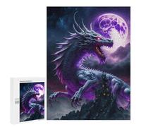 Jigsaw Puzzle 500 PCS for Adults Purple Dragon Castle Moon Jigsaw Puzzle Family Game Difficult Hard Deal As Gifts for The Whole Family 500 PCS