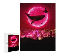 Jigsaw Puzzle 500 PCS for Adults Red Moon High Tide Adult Jigsaw Puzzle Relaxing Games Precision Cutting Deal As Gifts for The Whole Family 500 PCS