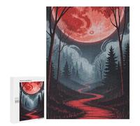 Jigsaw Puzzle 500 PCS for Adults Red Moonlit Forest Path Puzzle for Adults Toy Wall Decor Perfect Decoration Stress Reduction Gifts 500 PCS
