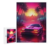 Jigsaw Puzzle 500 PCS for Adults Retro Synthwave Car Adult Jigsaw Brain Teaser Game Birthday Present Help The Brain Exercise 500 PCS