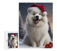 Jigsaw Puzzle 500 PCS for Adults Samoyed Dogs Santa Puzzle for Adults Toy Wall Decor Perfect Decoration Stress Reduction Gifts 500 PCS