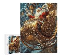 Jigsaw Puzzle 500 PCS for Adults Santas Golden Sleigh Adult Jigsaw Brain Teaser Game Birthday Present Help The Brain Exercise 500 PCS