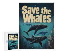 Jigsaw Puzzle 500 PCS for Adults Save The Whales Adult Jigsaw Puzzle Relaxing Games Precision Cutting Deal As Gifts for The Whole Family 500 PCS