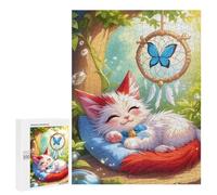 Jigsaw Puzzle 500 PCS for Adults Sleeping Kitten with Dreamcatcher Jigsaws for Adults DIY Toys But Fun And Humorous for Birthday, Chrismas 500 PCS
