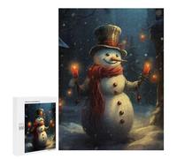 Jigsaw Puzzle 500 PCS for Adults Smiling Snowman with Candles Adult Jigsaw Brain Teaser Game Birthday Present Help The Brain Exercise 500 PCS