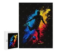 Jigsaw Puzzle 500 PCS for Adults Soccer Player Silhouette with Colorful Splashes Jigsaws for Adults DIY Toys But Fun And Humorous for Birthday, Chrismas 500 PCS