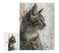 Jigsaw Puzzle 500 PCS for Adults Splattered Whiskers Adult Jigsaw Brain Teaser Game Birthday Present Help The Brain Exercise 500 PCS