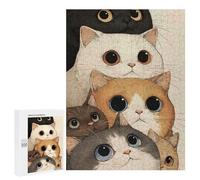 Jigsaw Puzzle 500 PCS for Adults Stack of Cute Cartoon Cats Jigsaws for Adults DIY Toys But Fun And Humorous for Birthday, Chrismas 500 PCS