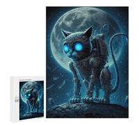 Jigsaw Puzzle 500 PCS for Adults Steampunk Cat Moon Adult Jigsaw Brain Teaser Game Birthday Present Help The Brain Exercise 500 PCS
