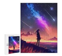 Jigsaw Puzzle 500 PCS for Adults Sunset Anime Girl Sky Jigsaw for Adults Hands-on Game Wall Decoration Help The Brain Exercise 500 PCS