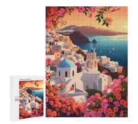 Jigsaw Puzzle 500 PCS for Adults Sunset in Santorini Jigsaw for Adults Hands-on Game Wall Decoration Help The Brain Exercise 500 PCS
