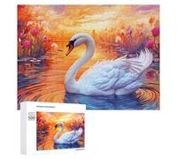 Jigsaw Puzzle 500 PCS for Adults Swan Serenity A Vibrant Sunset Scene Jigsaw Puzzle Family Game Difficult Hard Deal As Gifts for The Whole Family 500 PCS
