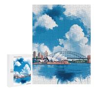 Jigsaw Puzzle 500 PCS for Adults Sydney Opera House Watercolor Adult Jigsaw Brain Teaser Game Birthday Present Help The Brain Exercise 500 PCS
