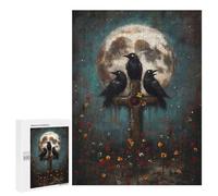 Jigsaw Puzzle 500 PCS for Adults Three Ravens on Cross with Moon Adult Jigsaw Puzzle Relaxing Games Precision Cutting Deal As Gifts for The Whole Family 500 PCS