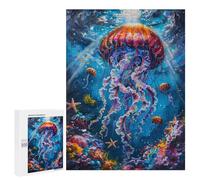 Jigsaw Puzzle 500 PCS for Adults Vibrant Jellyfish Underwater Jigsaw for Adults Hands-on Game Wall Decoration Help The Brain Exercise 500 PCS
