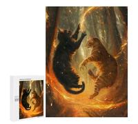 Jigsaw Puzzle 500 PCS for Adults Ware Cats And Fire Adult Jigsaw Brain Teaser Game Birthday Present Help The Brain Exercise 500 PCS