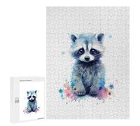 Jigsaw Puzzle 500 PCS for Adults Watercolor Baby Raccoon Jigsaw for Adults Hands-on Game Wall Decoration Help The Brain Exercise 500 PCS