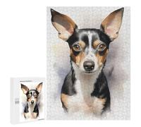 Jigsaw Puzzle 500 PCS for Adults Watercolor Rat Terrier Jigsaw for Adults Hands-on Game Wall Decoration Help The Brain Exercise 500 PCS