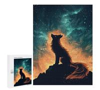Jigsaw Puzzle 500 PCS for Adults Wolf Howling Under Cosmic Fire Sky Jigsaws for Adults DIY Toys But Fun And Humorous for Birthday, Chrismas 500 PCS
