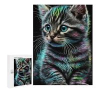 Jigsaw Puzzle 500 PCS for Teenagers Colorful Neon Kitten Jigsaws for Adults Puzzle Improve Memory Educational Challenge Unique Birthday And Gifts 500 PCS