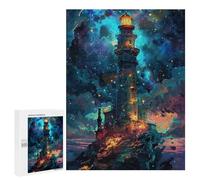 Jigsaw Puzzle 500 PCS for Teenagers Fantasy Lighthouse Night Scene Jigsaws for Adults Puzzle Improve Memory Educational Challenge Unique Birthday And Gifts 500 PCS