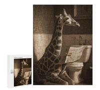 Jigsaw Puzzle 500 PCS for Teenagers Giraffe Reading Newspaper in Bathroom Jigsaws for Adults Puzzle Improve Memory Educational Challenge Unique Birthday And Gifts 500 PCS