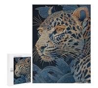 Jigsaw Puzzle 500 PCS for Teenagers Golden Leopard in Blue Jungle Adult Jigsaw Puzzles For Family Fun Help The Brain Exercise Beautiful Design Game 500 PCS