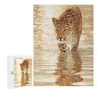 Jigsaw Puzzle 500 PCS for Teenagers Golden Leopard Reflections Jigsaws for Adults Puzzle Improve Memory Educational Challenge Unique Birthday And Gifts 500 PCS