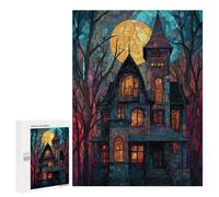 Jigsaw Puzzle 500 PCS for Teenagers Haunting Moonlit Mansion Jigsaws for Adults Puzzle Improve Memory Educational Challenge Unique Birthday And Gifts 500 PCS
