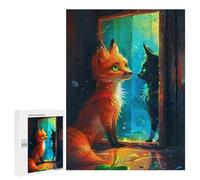 Jigsaw Puzzle 500 PCS for Teenagers Magical Fox Encounter Jigsaws for Adults Puzzle Improve Memory Educational Challenge Unique Birthday And Gifts 500 PCS