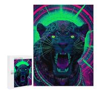 Jigsaw Puzzle 500 PCS for Teenagers Neon Panther Art Print Adult Jigsaw Puzzles For Family Fun Help The Brain Exercise Beautiful Design Game 500 PCS