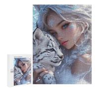 Jigsaw Puzzle 500 PCS for Teenagers Snowflake Princess with Snow Leopard Jigsaws for Adults Puzzle Improve Memory Educational Challenge Unique Birthday And Gifts 500 PCS